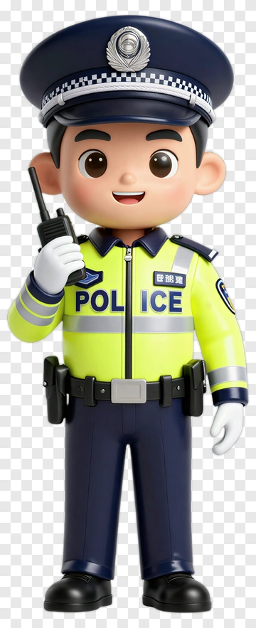 Cartoon Police Officer Holding A Radio PNG