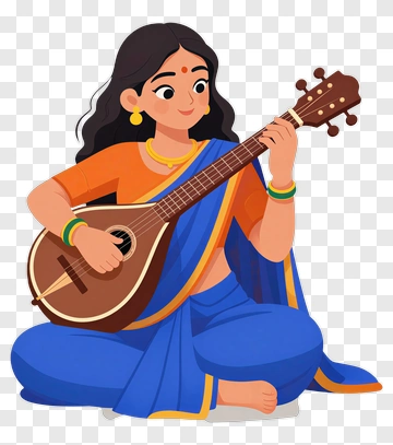 Woman Playing A Traditional Instrument PNG