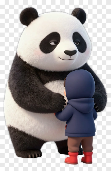 Cartoon Panda Interacting With A Child PNG
