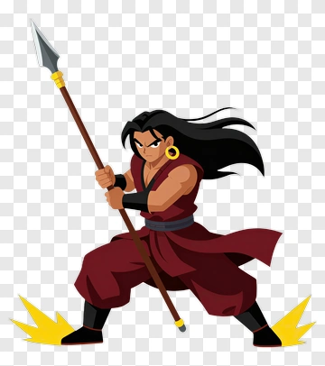 Cartoon Warrior Holding A Spear PNG