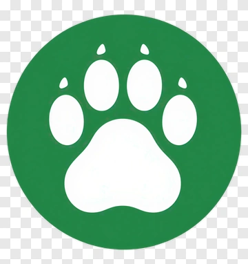 White Paw Print On Green Circle PNG
