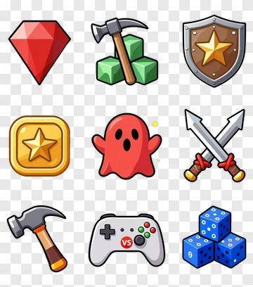 Cartoon Game Icons Collection PNG