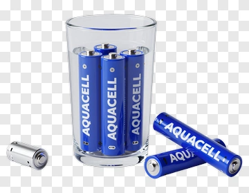 Aquacell Batteries In A Glass PNG