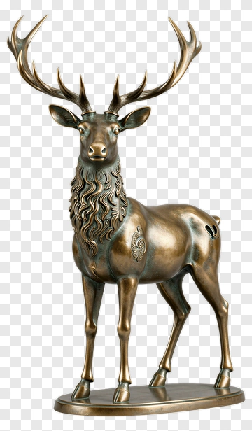 Bronze Deer Sculpture PNG