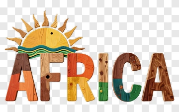 Colorful Africa Word Art With Sun PNG