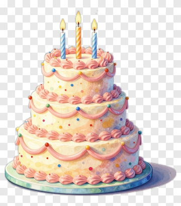 Colorful Birthday Cake With Candles PNG