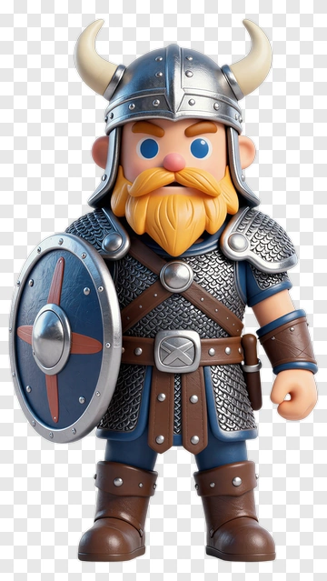 3D Viking Warrior Holding A Shield PNG
