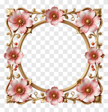 Floral Frame With Pink Flowers PNG