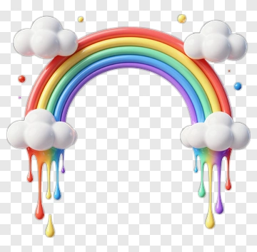 Colorful Rainbow With Dripping Clouds PNG