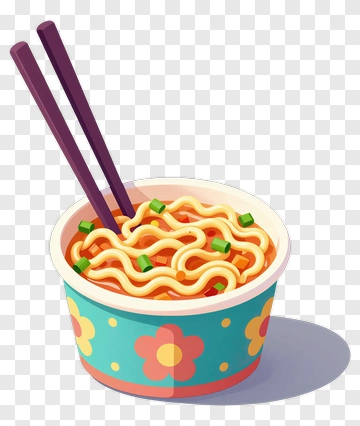 Colorful Noodle Bowl With Chopsticks PNG