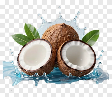 Coconut Halves With Splashing Water PNG