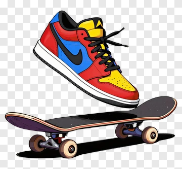 Colorful Skate Shoe Above A Skateboard PNG