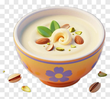 Colorful Bowl Of Creamy Dessert With Nuts PNG