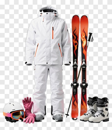 Ski Gear Set With Skis And Accessories PNG