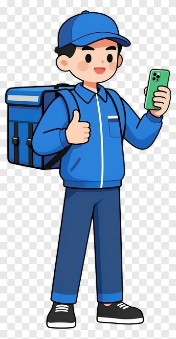 Delivery Person Holding A Phone PNG