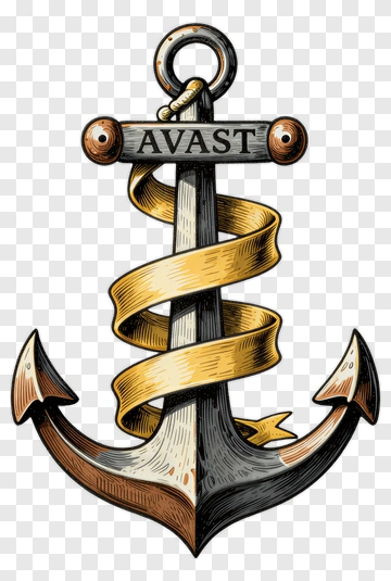 Vintage Anchor With Avast Ribbon PNG