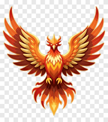 Colorful Phoenix With Spreading Wings PNG