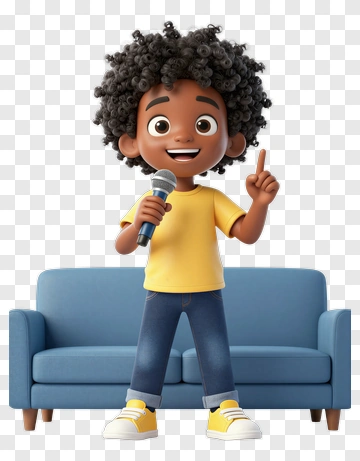 Cartoon Child Holding A Microphone PNG