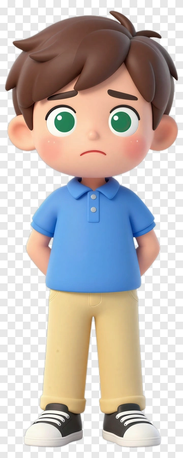 Cartoon Boy With Sad Expression PNG