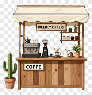 Coffee Stall With Weekly Offer PNG