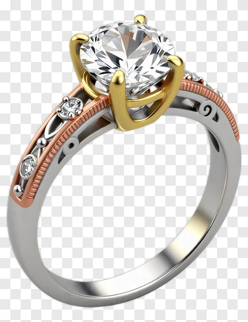 Elegant Engagement Ring With Diamond PNG