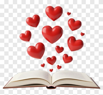 Open Book With Floating Hearts PNG