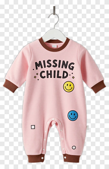 Pink Baby Onesie With Missing Child Text PNG