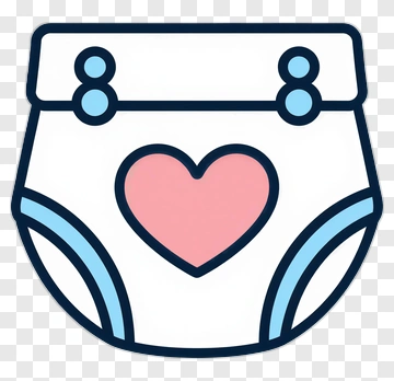 Diaper With Heart Design PNG