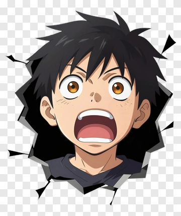 Surprised Boy Breaking Through A Wall PNG