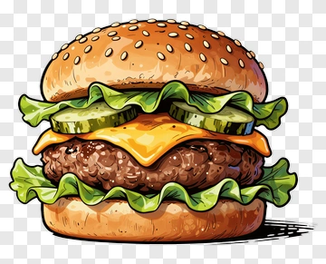 Cartoon Hamburger With Lettuce And Cheese PNG