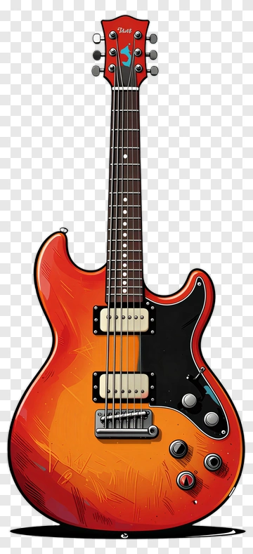 Electric Guitar With Red And Orange Finish PNG