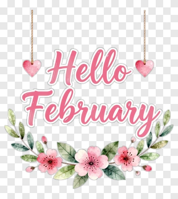Hello February Floral Design PNG