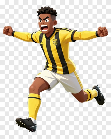 Cartoon Soccer Player Celebrating A Goal PNG