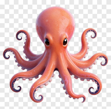 3D Cartoon Octopus PNG