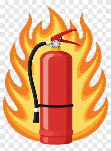 Fire Extinguisher With Flames PNG