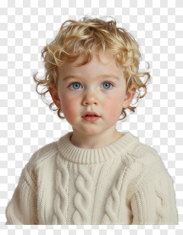 Child With Curly Hair Wearing A Sweater PNG