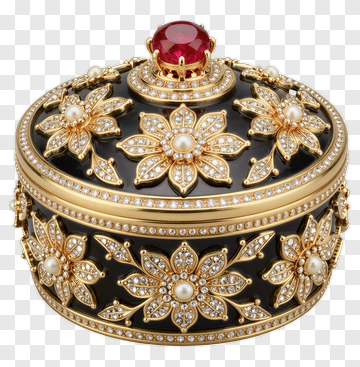 Elegant Jewelry Box With Floral Design PNG