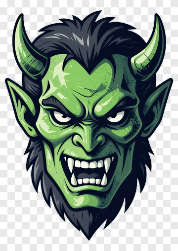 Cartoon Green Monster Face PNG