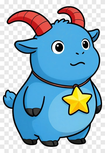 Cartoon Blue Goat With A Star PNG