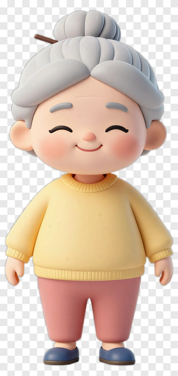 Cartoon Grandmother Smiling PNG