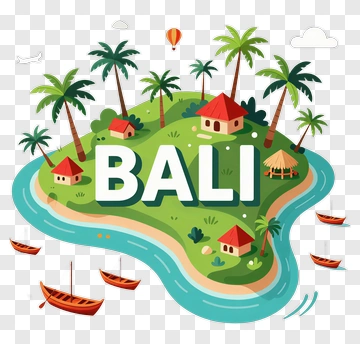 Colorful Bali Island Illustration PNG