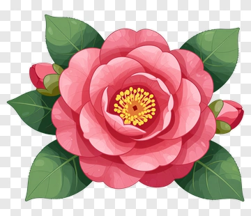 Colorful Flower With Green Leaves PNG