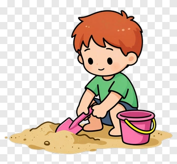 Cartoon Boy Playing In The Sand PNG