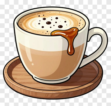 Cartoon Coffee Cup With Dripping Caramel PNG