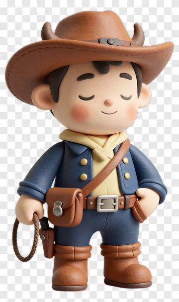 3D Cowboy Figurine PNG