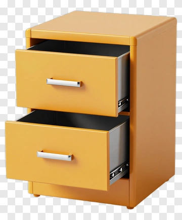 Yellow File Cabinet With Two Drawers PNG