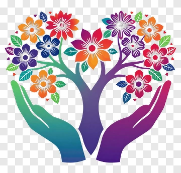 Colorful Tree With Hands PNG
