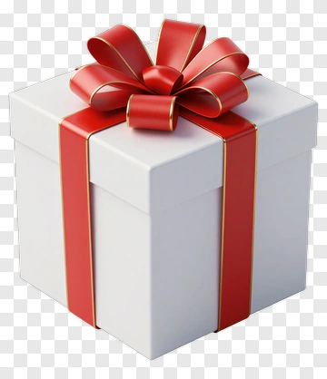 White Gift Box With Red Ribbon PNG