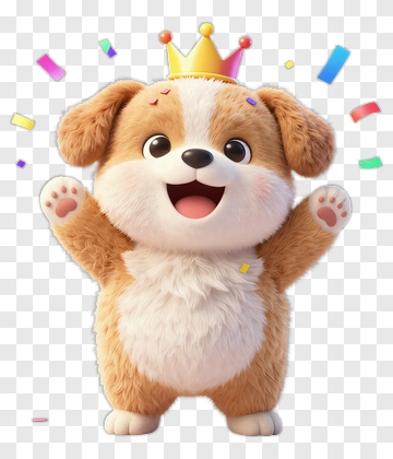 Cartoon Dog Celebrating With Confetti PNG
