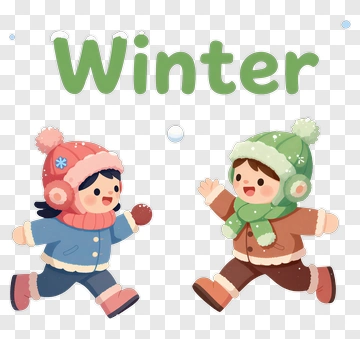 Cartoon Children Playing In Winter PNG